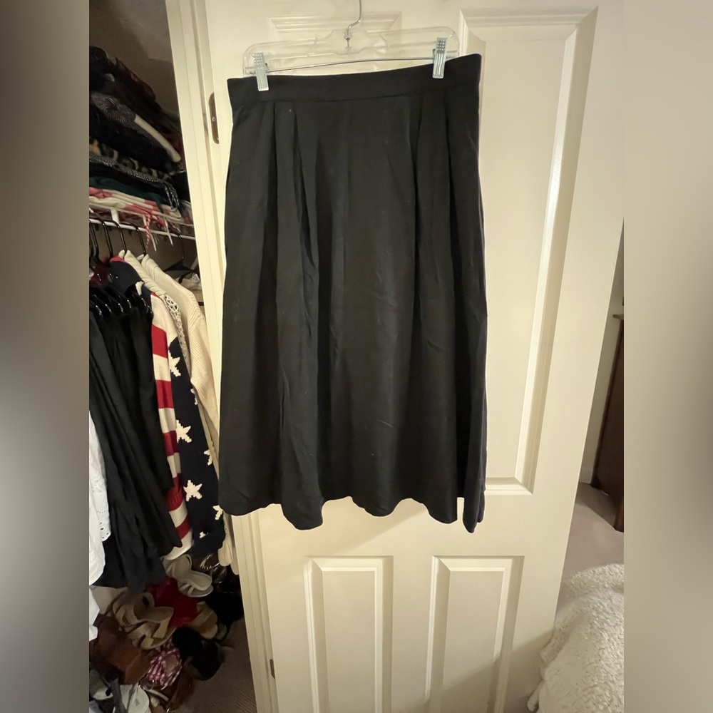 Banana Republic Factory Black Linen Blend A-Line Midi Skirt